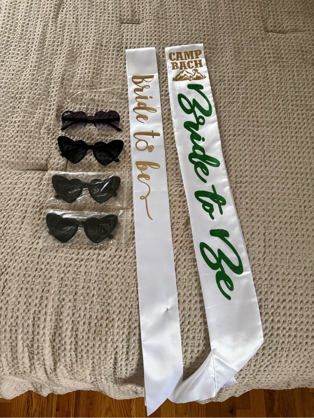 Bride to Be Satin Sash Set with Heart Sunglasses